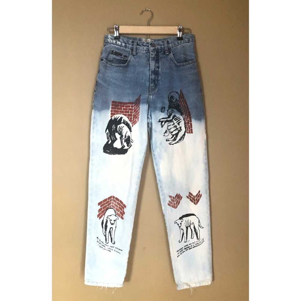 COME TEES Time Has Come Today dog hand printed jeans